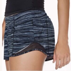 Lululemon Athletica Hotty Hot Shorts 2.5 Black and Gray Striped Shorts